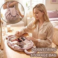 Drawstring Cosmetic Bag, Portable Travel Makeup Pouch with Handle, Large Capacity Lazy Makeup Organizer for Women