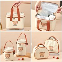New Portable Insulated Lunch Bag Cute Bear Waterproof Thermal Food Container Bag Large Capacity Cooler Bag for Students Adult