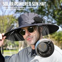 Solar Fan Wide Brim Bucket Hat with 2 Solar Fan Fisherman Hat Summer Cap for Men Outdoor Camping Fishing Hiking