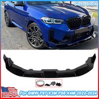 Front Bumper Splitter Front Lip For 2022-2024 BMW X3M X4M F97 F98 LCI Car Front Bumper Lip Spoiler Glossy Black Magickit