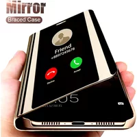 Luxury Smart Mirror Flip Case For Samsung Galaxy S24 S25 S23 S22 S21Ultra S9 S10Plus FE Note 9 10 20 S10 Lite 5G A53 Cover Coque