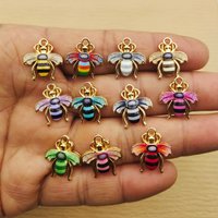 10pcs Bee Charm for Jewelry Accessories Diy Making Earring Bracelet Keychain Pendant Craft Supplies Metal Gold Plated