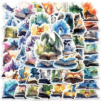 50Pcs Cartoon Magic Book Animals Sticker Art Witch Dragon DIY Stickers Scrapbooking Phone Luggage Skateboard Waterproof Decals