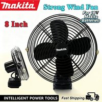 Makita 8 Inches Portable Camping Fan Wireless Outdoor Fishing Desktop Metal Fan Strong Wind Fan Fit Makita 18V 20V Battery