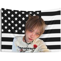 P1Harmony Jongseob American Flag Tapestry Banner - 2026 Tour Gift Birthday Present & Concert Merch Flat Print Kpop Decor