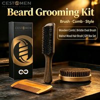 3Pcs Professional Men's Shaving Brush Set Boar Bristle Portable Barber Wooden Beard Brush Comb for Facial Cleaning Styling Tools