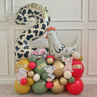 39pcs Farm Themed Animal Balloon Column Hen 40inch Cow Digital Foil Balloon Birthday Party Decoration Supplies