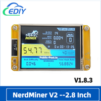 NerdMiner V2 Hashrate, Smart Display, Crypto Solo, Lottery, Nerd Miner, Bitcoin Miner ESP32-2432S028R, 49 k/S, 2.8 inch