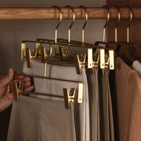 3/5pcs Trouser Hangers Gold/Sliver Clothes Hangers Metal Aluminum Alloy Traceless Dress Pants Drying Rack Wardrobe Storage Racks