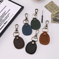 6Pcs Set Crazy Horse Genuine Leather Retro Keybag IC Door Access Card Sleeve with Screwdriver Handmade Keychain Reader CaseCover