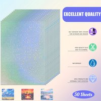 Glittering Sand A4 20/50 Sheets Holographic Sticker Paper Glitter Clear Holographic Overlay Cold Laminating Film Self Adhesive