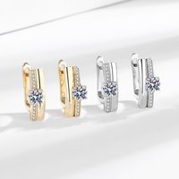 925 Sterling Silver Earrings U-shaped Four Claw Zircons Earrings Ladies Fashion Simple Birthday Party Anniversary Jewelry Gift