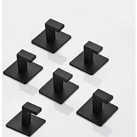 Adhesive Towel Hooks, Heavy Duty Wall Hooks Aluminum Black Hooks for Hanging Coat, Hat, Towel, Robe, Clothes