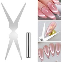 2pcs Cat Eye Magnet Set Double Headed Scissor-shaped Nail Magnet Tools French Tips Effect Magnetic Gel Polish Nail Art Manicure