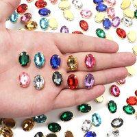 50pcs/lot 10x14mm Glass Rhinestones Oval Shape Diamond With Claw Sew On Strass Metal Base Buckle Crystal Stone Beads For Clothes