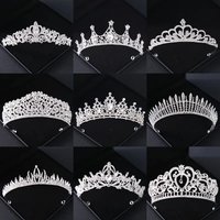 Silvery Crystal Bridal Tiara And Crown Headband For Women Bride Party Rhinestone Prom Diadem Wedding Bridal Hair Accessories