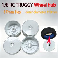 Yufung 1/8 RC TRUGGY Tire Wheel Hub 4Pcs 110mm 17mm Hex For 1/8 RC Scale RC Car HSP HPI Kyosho ZD Hongnuo Redcat Trxs