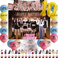 KPOP Singing Star Theme Birthday Party Decor Twice READY TO BE Balloon Banner Backdrop Cupcake Toppers Kids Baby Gifts Girls Boy
