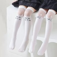 school Student girls cotton Over knee high long socks cartoon Cat/star/heart/stripe design princess Baby Kids Kawaii Stockings