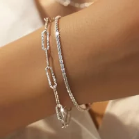 Fashion 925 Sterling Silver Sparkling Bracelets for Women Girls Korean Designer Double Layered Starry Sky Bracelet Party Jewelry