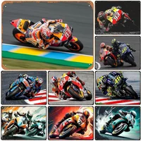 HD Metal Tin Sign Vintage MotoGP Motorcycle Racing Rider Wall Decor for Garage Man Cave Home Decoration