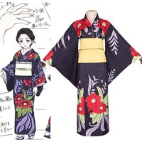 Anime Demon Slayer Tamayo Cosplay Costume Kimetsu No Yaiba Wig Japanese Printing Kimono Haori Japanese Halloween Suit