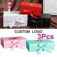 3Pcs Gift Box With Lid - Personalized Logo Wedding Bridesmaid Groomsman Proposal Box Affordable Hair Wigs Storage Box