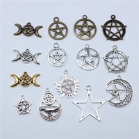 10pcs Charms Witch Star Pentagram Tibetan Bronze Silver Color Pendants Antique Jewelry Making DIY Handmade Craft Pendant