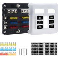 Car Boat Fuse Box Holder With 6 Ways Blade Fuse Holder Block Warning Indicator 12V 36V Power Distribution Panel Board
