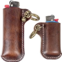 Genuine Cowhide Leather Lighter Case Holder For Bic Cricket Lighters Sleeve Cover Leather Case With Metal Horseshoe Shackles