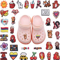 Good Quality 1pcs PVC Shoe Charms For Clogs Red-haired Fashion Sexy Female Singer Accessories Shoes Ornaments Fit DIY Party Gift