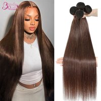 Straight Human Hair Bundles Brown Hair Weave Bundles 1/3 Bundle Chocolate Brown #4 Colores Peruvian Hair Extensions For Women