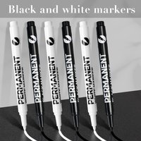 Black White Paint Pens Marker Permanent Waterproof Inks 2mm Tip For Metal Wood Canvas Fabric Plastic Tire Glass