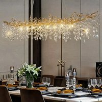 Luxury Modern Rectangle Crystal Chandelier for Dining Table Living Room Square Sparkling Crystal Chandelier for Kitchen Island