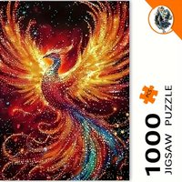 1000pcs Flame Phoenix Puzzle - Vibrant Colors & Exquisite Design, White Frameless Rectangular Portable 3D Sculpture, Adult DIY