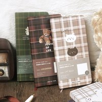 Weekly Notebook Hardfaced Checked Hand Ledger Notebook Korean Stationery Notebooks