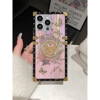 Luxury Glitter Butterfly Bracket Square Case for iPhone 17 Pro Max/16 Plus/15 Pro/14/13/12/11 Laser Aurora Pattern Stand Cover