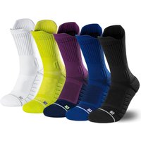 5 pairs of professional sports socks with high elasticity and cushioned towel bottom,Strengthen stability