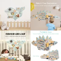 2026 Nordic style busy board educational wooden toys children's baby bedroom animal head pendant multi-functional wall layout