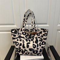 Vintage Leopard Print Large Capacity Tote Bags for Women Portable Ladies Shoulder Shopping Bag Casual Versatile Female Handbags