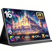 UPERFECT Tragbarer Monitor 4K 16 Zoll 1200 Nits Laptop-Monitor 3840 * 2400 UHD 105% sRGB 1500:1 Kontrast USB-C & MINI HDMI VESA & Smart Case Reisebildschirm für Computer PC Spielkonsolen