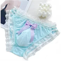 Man's Lace Hem Colorful Bowtie Briefs Live Show Dance DJ Club Costumes Panties Harajuku BF Gift FKK Private PARTY