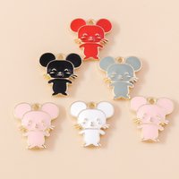 10pcs 16*17mm Cute Enamel Cartoon Little Mouse Charms Fit Earrings Bracelet Necklace Pendants Handmade DIY Jewelry Accessories