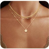 14K Gold Plated Waterproof Layering Necklaces For Women Gold Silver Necklace Set, Cuban Paperclip Trendy Layering Necklace