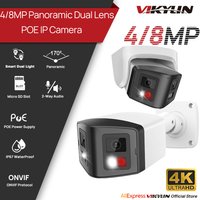 VIKYLIN 170° Panoramic Dual-Lens IP Camera 4/8MP Dual Light CCTV Outdoor Home Security Video Surveillance with POE Onvif IP67