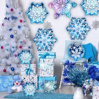 Large Snowflake Balloons Winter Blue Frozen Ice Snow Themed Birthday Party Number Balloon 2026 New Year Winter Wonderland Decor