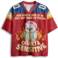 Children, Men, Women American Retro Irritable Kitten Flame Funny Cat 3D Printed Mesh Jersey Loose Short Sleeved Shirt