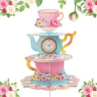 Pink Tea Party Cake Stand Birthday Party Decoration Kids Baby Shower Party Supplies Wedding Table Decor Afternoon Tea Party
