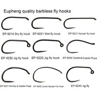 Eupheng 100pcs Fly Hooks Competition Barbless Black Nickel Fly Fishing Hook for Fly Tying Dry Wet Nymph Streamer Shrimp Caddis