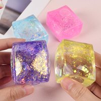 Glitter Squishy Cube Stress Squeeze Toys Anti Stress Slow Rebound Maltose Ice Cubes Colorful Squeeze Block Decompression Toy